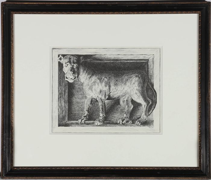 Harry George Webb (1882 - 1914) - 1893 Pen and Ink Drawing, Lioness Gargoyle