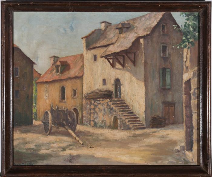 Follower of Jean Masson (1900-1988) - Framed Oil, Square in Sainte Eulalie
