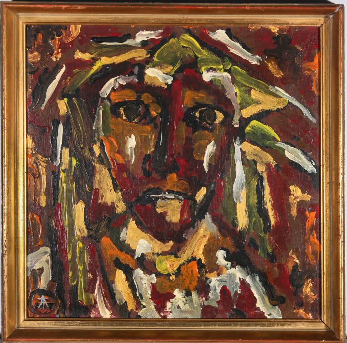 Framed Mid 20th Century Oil - Tribal Portrait