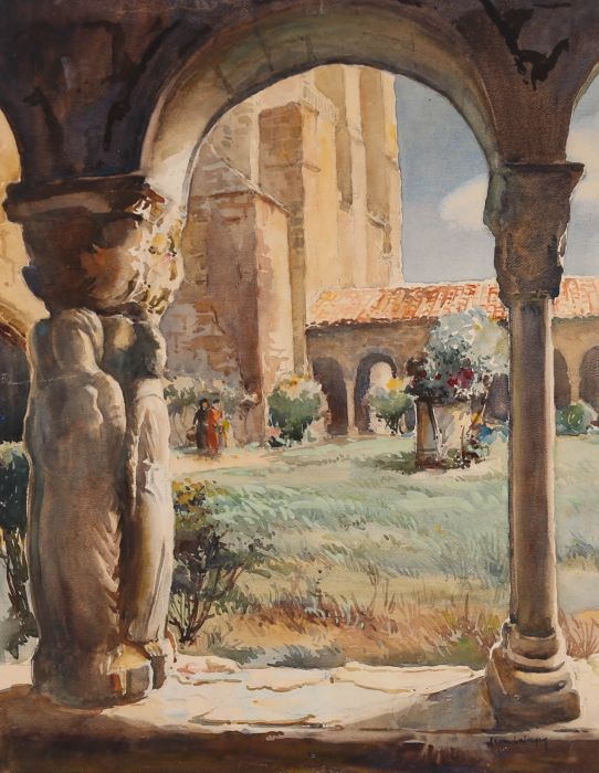 Jean LaForgue (1901-1975) - Watercolour, Cloître de la Cathédrale d'Aix
