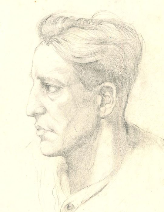 20th Century Graphite Drawing - Man In Profile