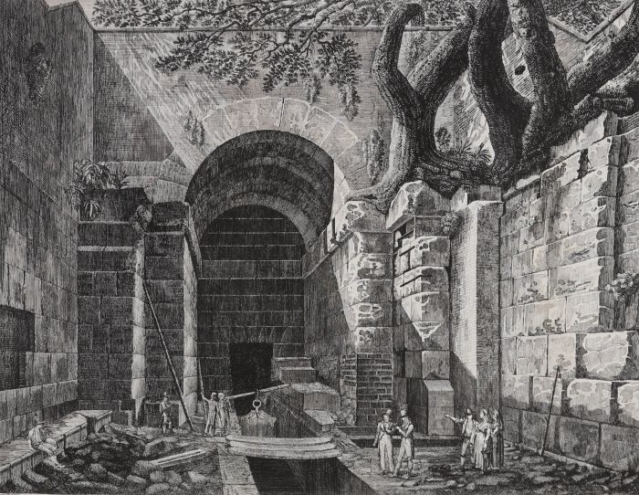  Luigi Rossini (1790-1857) - 1825 Engraving, Emissary of Lake Albano