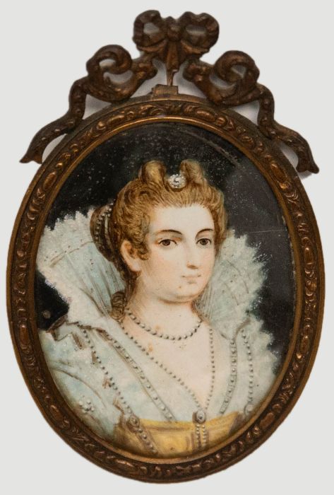 19th Century Watercolour Portrait Miniature - Maria De Medici