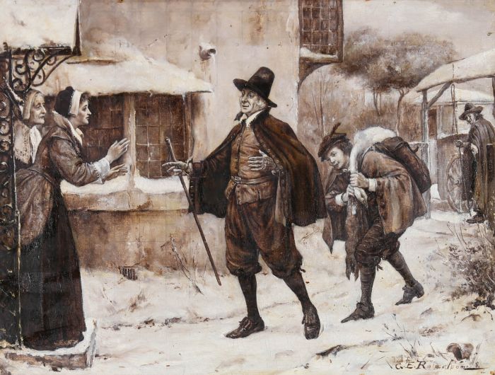 George E. Robertson (1864-1920) - Oil, Returning Home for Winter