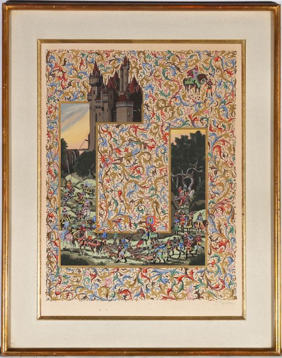 J. Chadrall  - 20th Century Gouache, The Road to Camelot