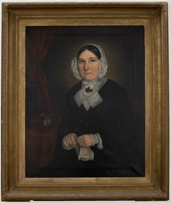 English School c. 1880 Oil, Original Frame- A Victorian Lady And Her Sewing Box