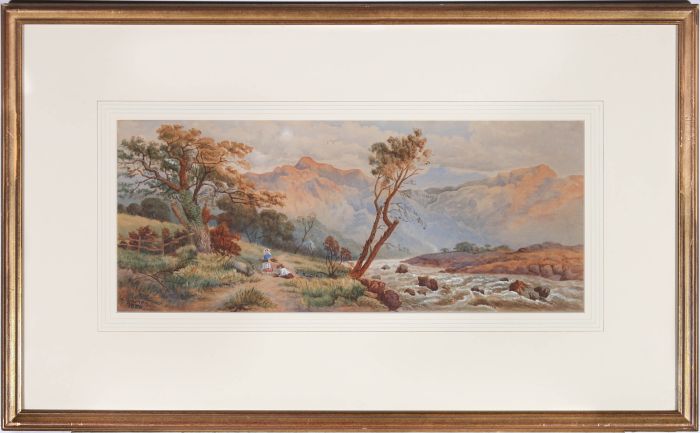B. Owen - Framed 1880 Watercolour, Gathering Firewood