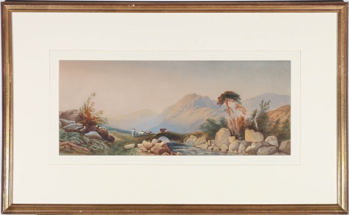 B. Owen  - 1880 Watercolour, Guiding the Heard
