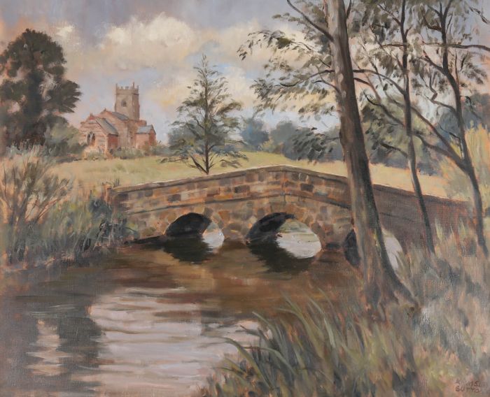 John Kingsley Sutton FRSA (1907-1976) - 1968 Oil, Behind The Church