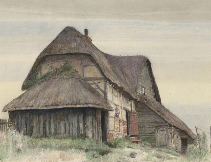 William T. Wood ROI VPRWS (1877-1958) - 1915 Watercolour, Cottage in Cholderton