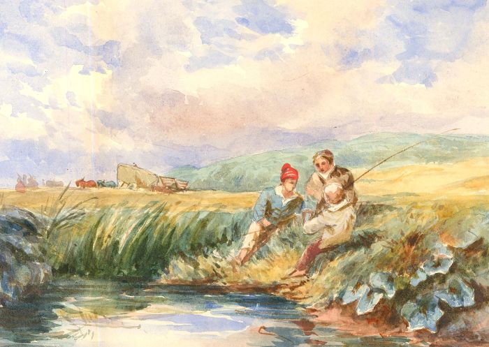 Style of David Cox (1783-1859) - 19th Century Watercolour, Boys Fishing