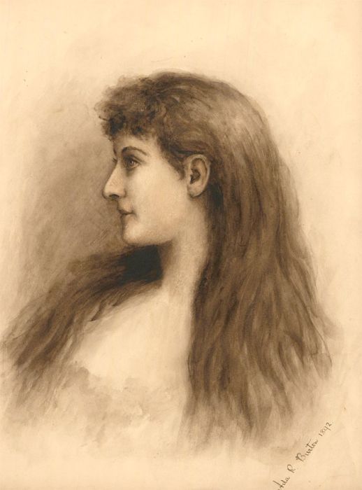 Ada R. Burton - Signed and dated 1892 Watercolour, Portrait of a Woman