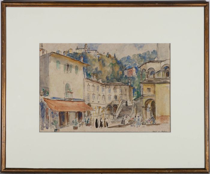 Ethel Charlotte Chase Hatch (1869-1975) - Framed Watercolour, Piazza di Varallo