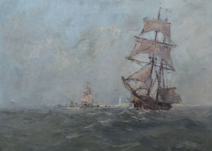 G. Gilbert - Early 20th Century Oil, Leading the Fleet