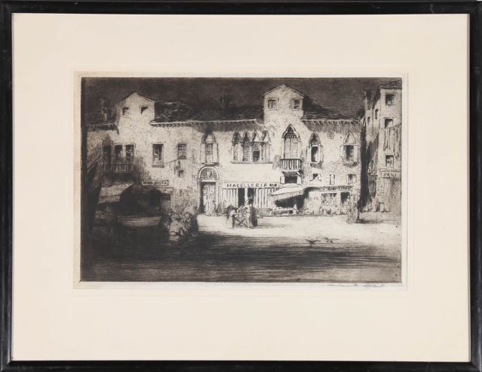 Andrew Fairbairn Affleck (1869-1935) - Etching, Campo Santa Margherita, Venice