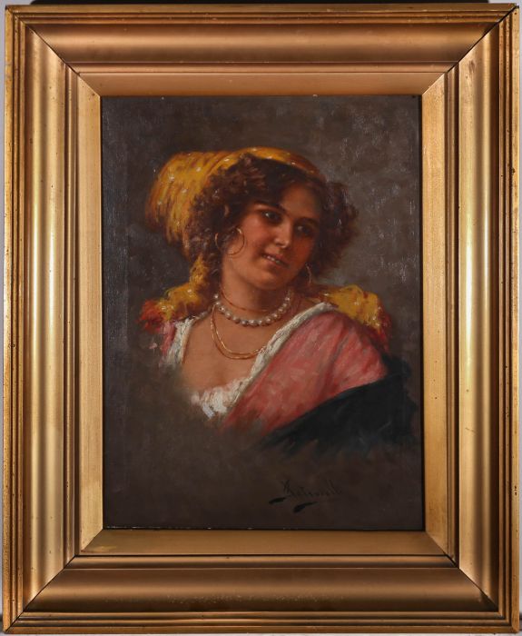 Arturo Petrocelli (1856-1926) - Oil, Portrait of an Italian Woman