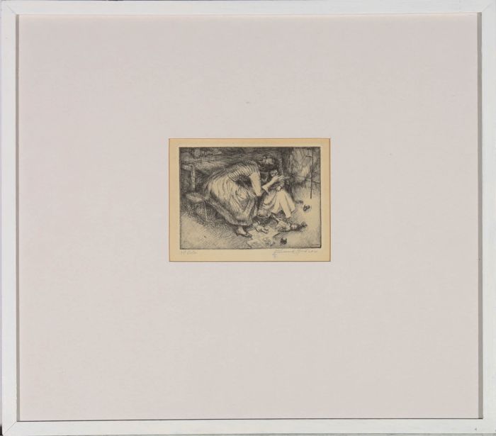 Erlund Hudson (1912–2011) - Mid 20th Century Etching, Mother and Baby