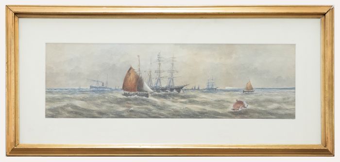 Early 20th Century Watercolour - Tall Ships At Sea