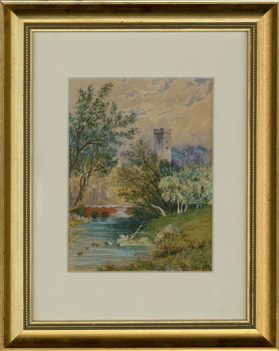 Framed Late 19th Century Watercolour - The Riverbank in Spring