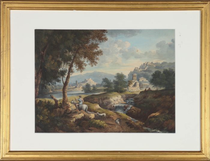 Fine Early 19th Century Watercolour - Arcadian Landscape