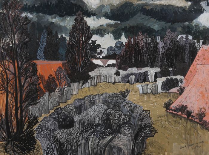 Dione Page (1936-2021) - 20th Century Gouache, Wind, Gravel and Reeds