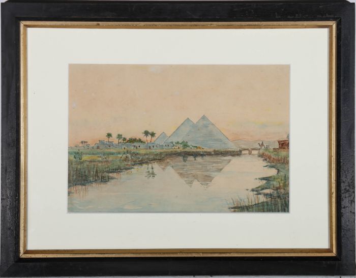 S. H. Tillmans - 1917 Watercolour, View of the Pyramids
