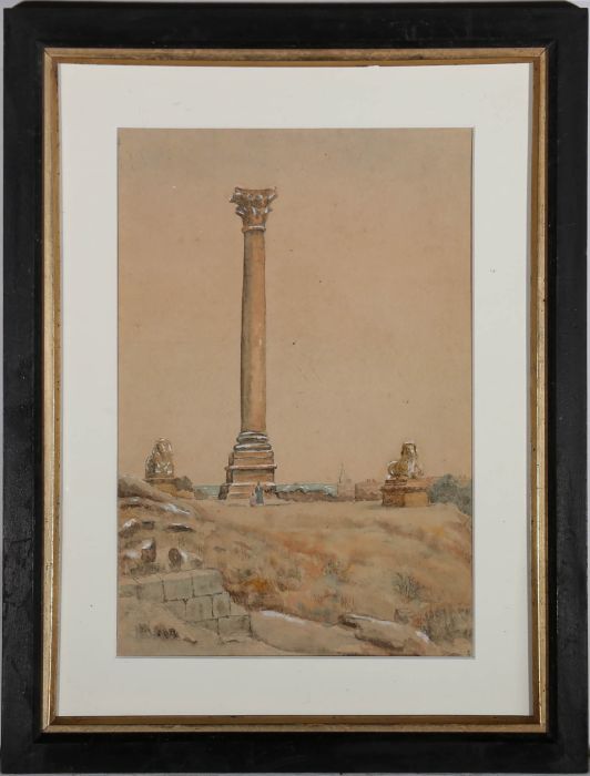 S. H. Tillmans - 1917 Watercolour, Pompey's Pillar - Egypt
