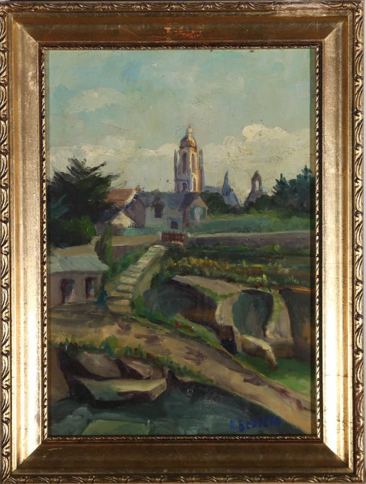 A. Bordeau - Framed French School 20th Century Oil, French Town