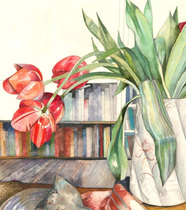 Contemporary Watercolour - Lasting Tulips