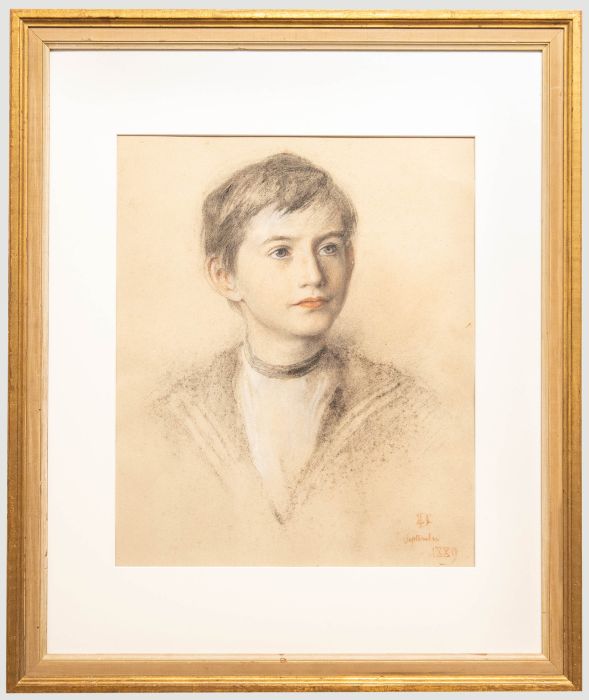 Lowes Cato Dickinson (1819-1908) - 1889 Pastel, Portrait of a Sailor Boy