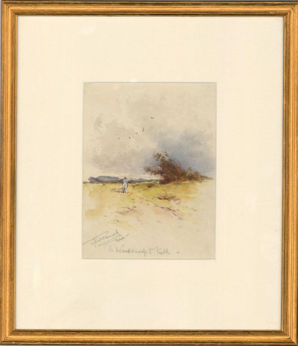 Henry John Sylvester Stannard (1870-1951) - Framed Watercolour, A Windswept Hill