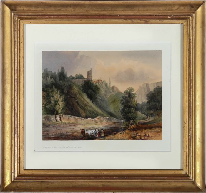 19th Century Watercolour - Route to Château de Domfront