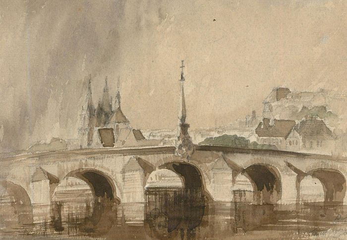 Albert Edward Richardson (1880-1964) - Early 20thC Watercolour, The Blois Bridge