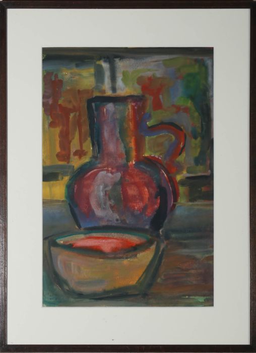 20th Century Watercolour - Fauvist Still Life in Orange and Green