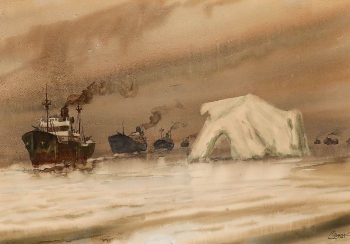 Georgy Chelak (b.1914) - 20th Century Watercolour, Convoy off Greenland