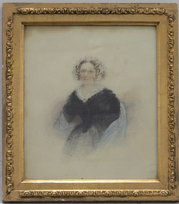 Mid 19th Century Watercolour - Portrait of Woman in Black