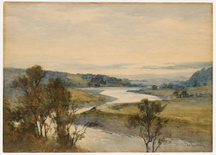 omas Bunting - Watercolour, Evening on the Dee from Ardo Lodge Gate