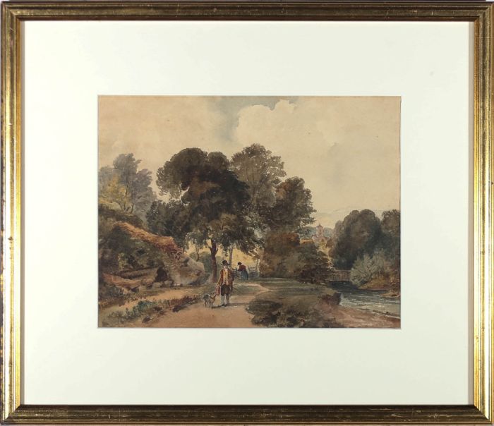 Follower of Peter De Wint (1784-1949) - Watercolour, Afternoon by The River