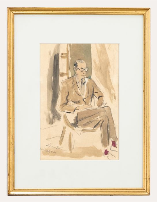 Framed 1964 Watercolour - Portrait of Sir Arthur Richmond CBE