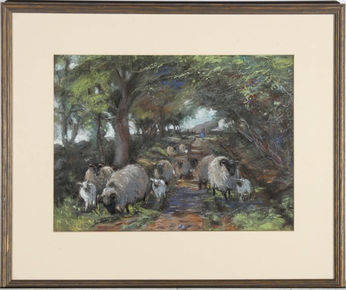Jane Bennett Constable (b.1865) - 20th Century Pastel, The Wandering Flock