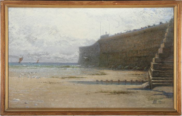 A.R - Framed 1913 Pastel, Tidal Wall