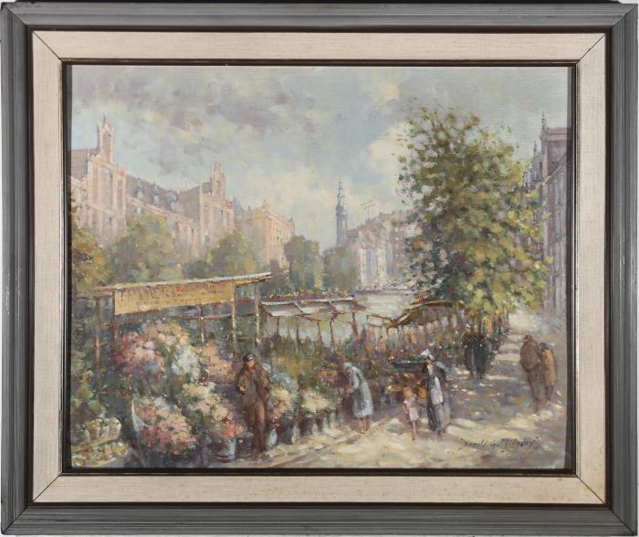 Donald Gray Midgely (1918-1995) - Framed 20th Century Oil, The Flower Market