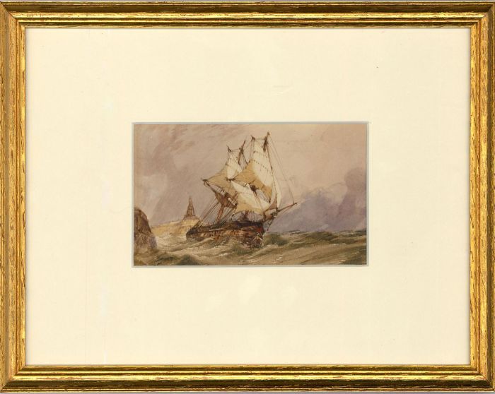 Attrib. John Callow O.W.S (1822-1878) - Framed Watercolour, Twin-Masted Ship