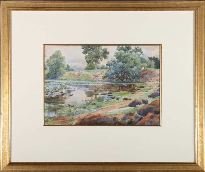 Louis Fairfax Muckley (1862-1926) - Framed 1905 Watercolour, The Lily Pond
