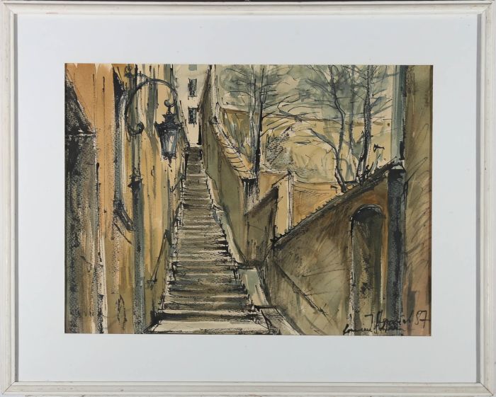 1987 Watercolour - Staircase in Lorraine