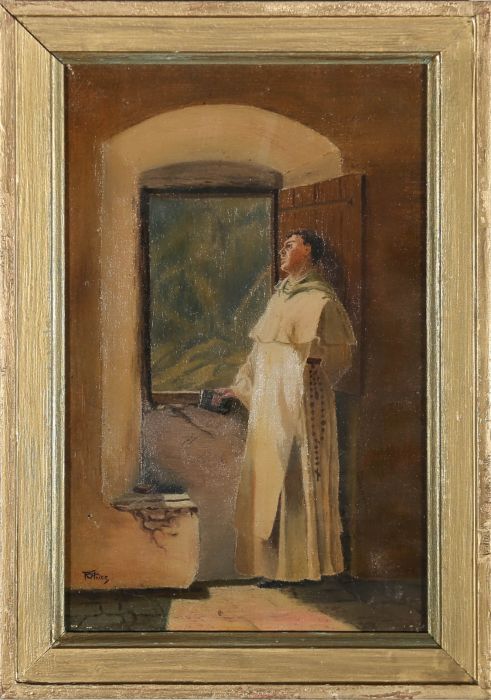 R. S. Price - Mid 20th Century Oil, A Monk At His Devotions