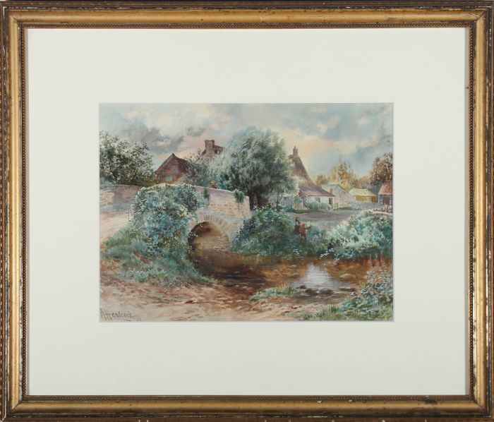Alexander Handcock (1853 - 1932) - 1906 Watercolour, Cottages in Stapleton