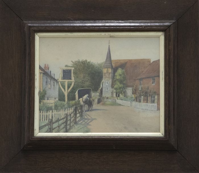 J. H. Burrow - Framed Early 20th Century Watercolour, Waiting by The White Hart