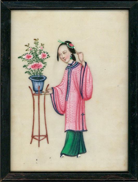 Framed Chinese 19th Century Watercolour - Imperial Maiden