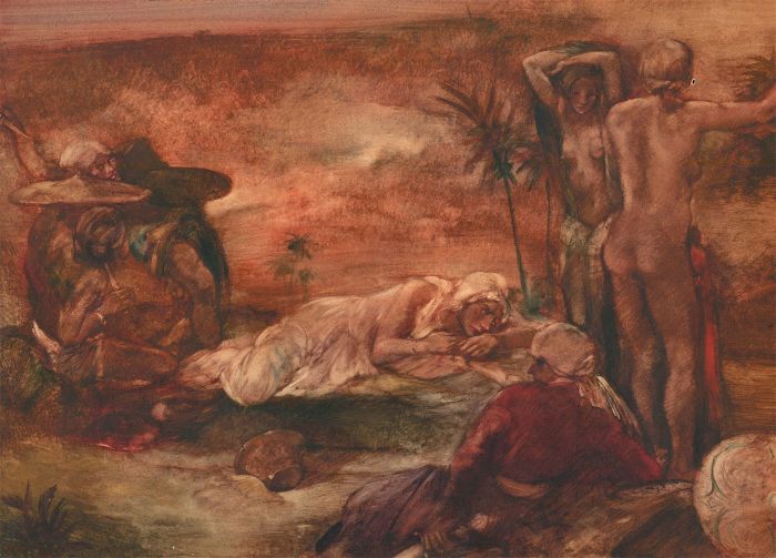 1938 Oil - Bathing in the Desert